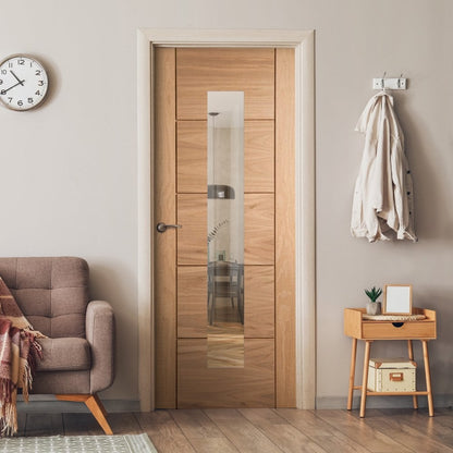 Oak Internal Fully Finished Parma 1L Clear Glass Door (PFIOPAR1L)