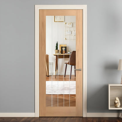 Oak Internal Unfinished Farley 1 Light Obscure Lined Clear Glass Made-to-Measure Door (120459)