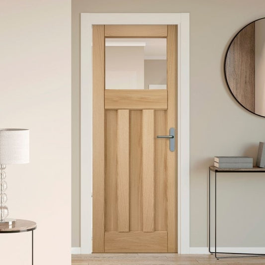 Oak Internal Unfinished 3 Panel 1 Light Clear Glass Deco Door (121698)
