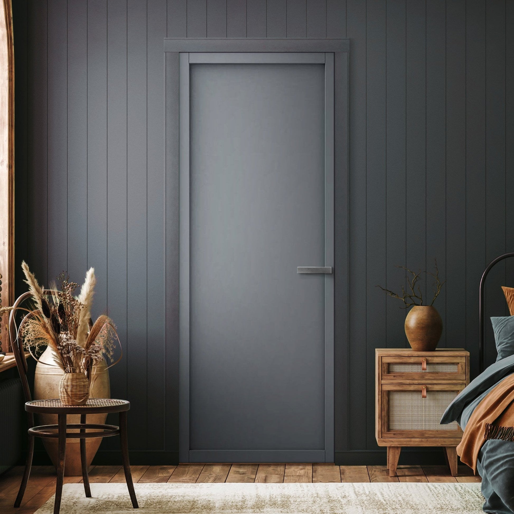 Matt Grey Internal Fully Finished 1 Panel Gris Slim Line Shaker Door (121675)