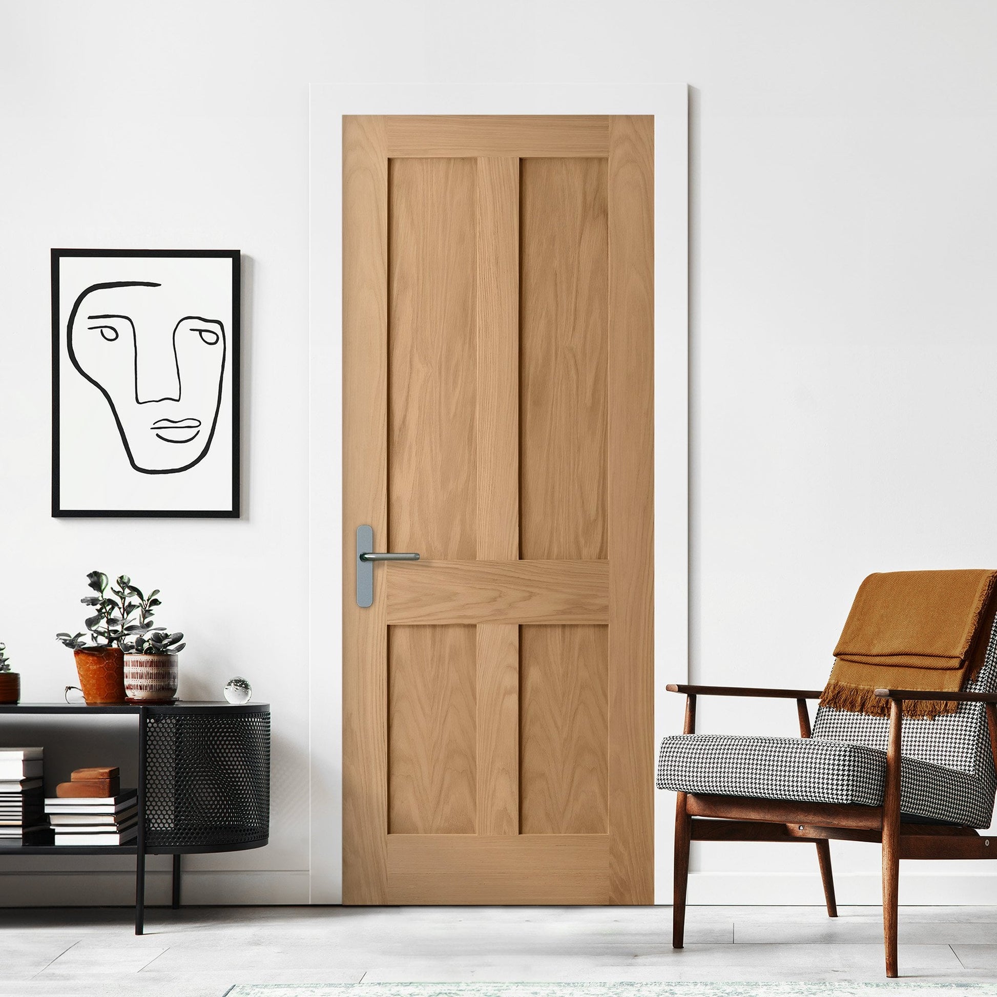 Oak Internal Unfinished Victorian 4 Panel Flat Made-to-Measure Door (120476)