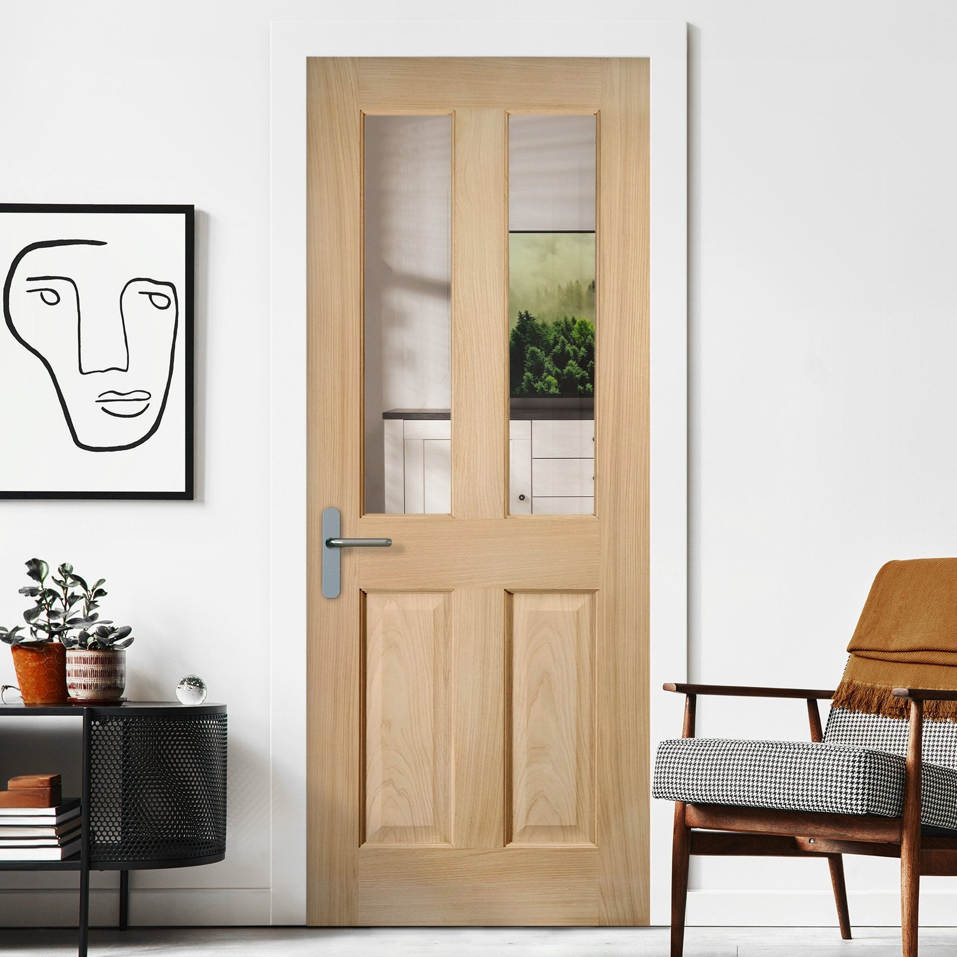 White Oak Internal Unfinished Oregon 4 Light Unglazed FD30 Fire Door (121800)