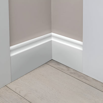 White - 2.4m Painted Decorative Medium Base Moulding (120106)