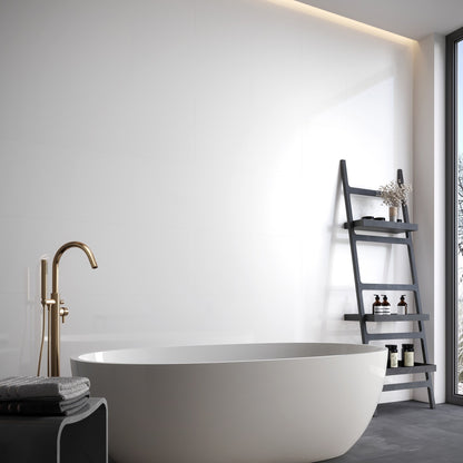 White - Lustre Stone 800 x 400mm Waterproof Wall Panelling (122687)