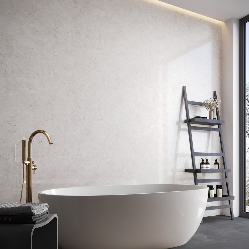 Toscano Chiaro - Lustre Stone 800 x 400mm Waterproof Wall Panelling (122541)