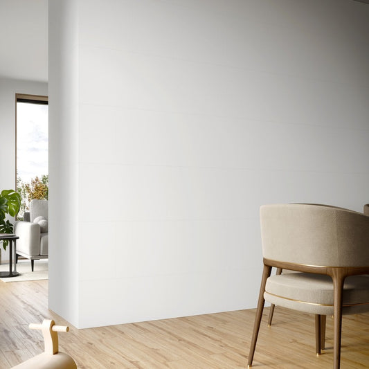 White - Lustre Stone 800 x 400mm Waterproof Wall Panelling (122537)