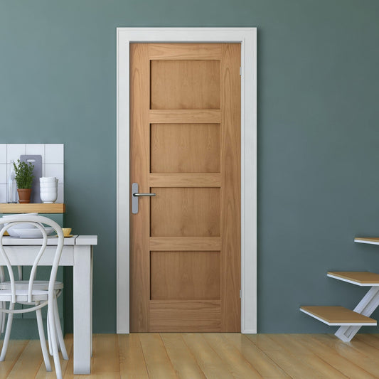 Oak Internal Unfinished Shaker 4 Panel Barn Door (121712)