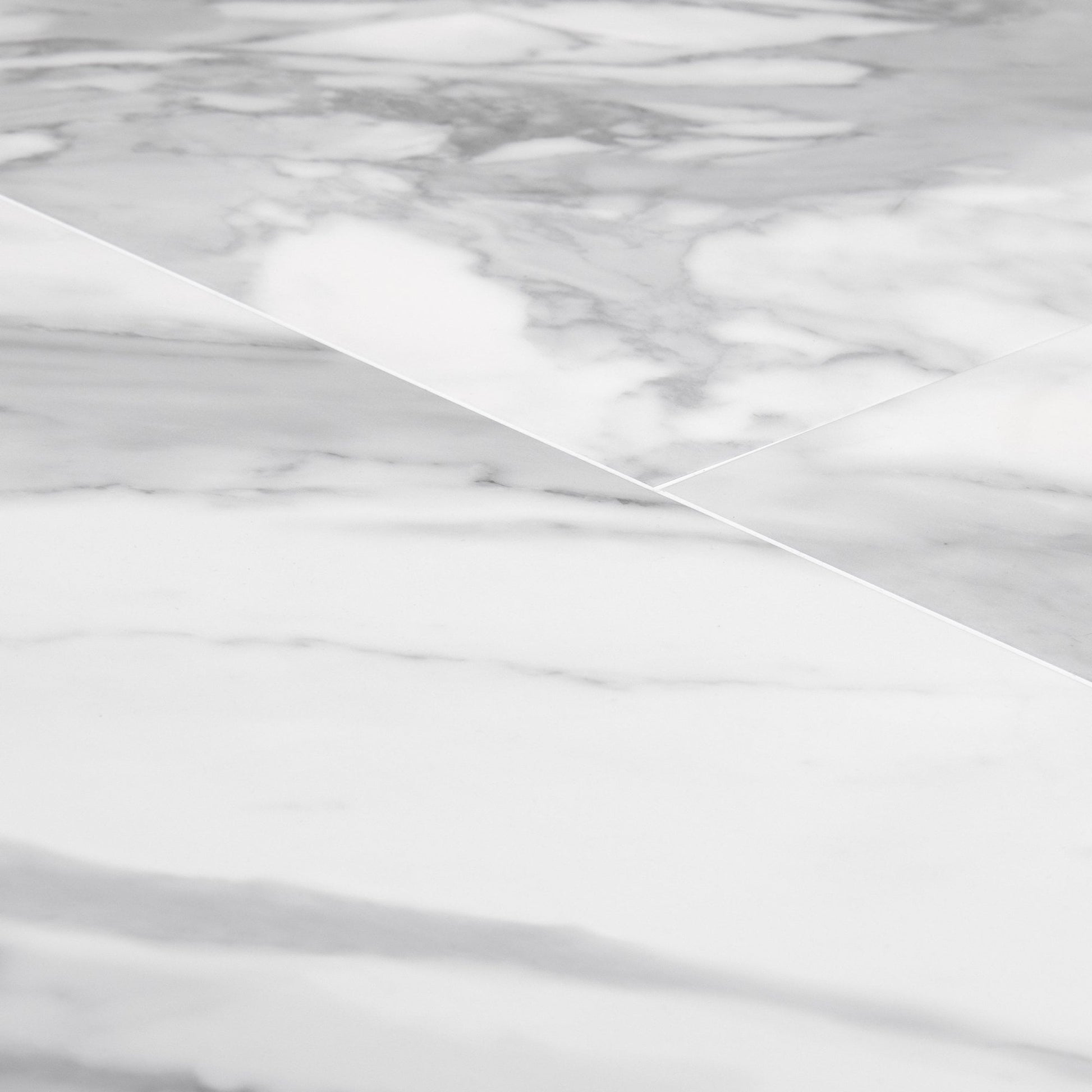 Leader-Tec | White Gloss Marble - LuxeVision Pre-grouted Tile SPC Rigid Core Vinyl Sample - XT-3996 (SKU-345273)