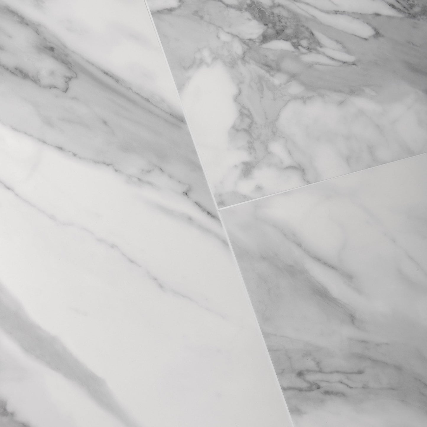 Leader-Tec | White Gloss Marble - LuxeVision Pre-grouted Tile SPC Rigid Core Vinyl Sample - XT-3996 (SKU-345273)