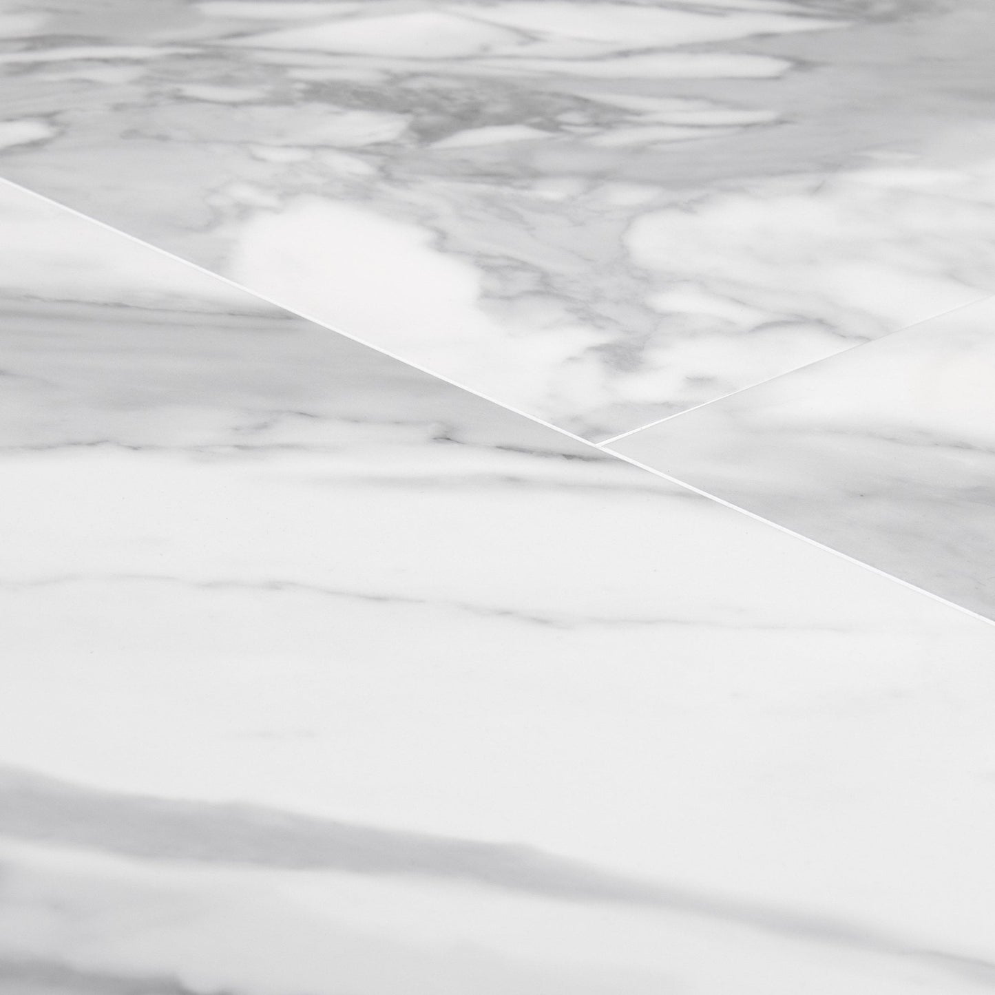 White Gloss Marble - Luxe Vision Pre-Grouted 5.5mm Stone Embossed UV Coated Rigid Core Vinyl Flooring (123035)
