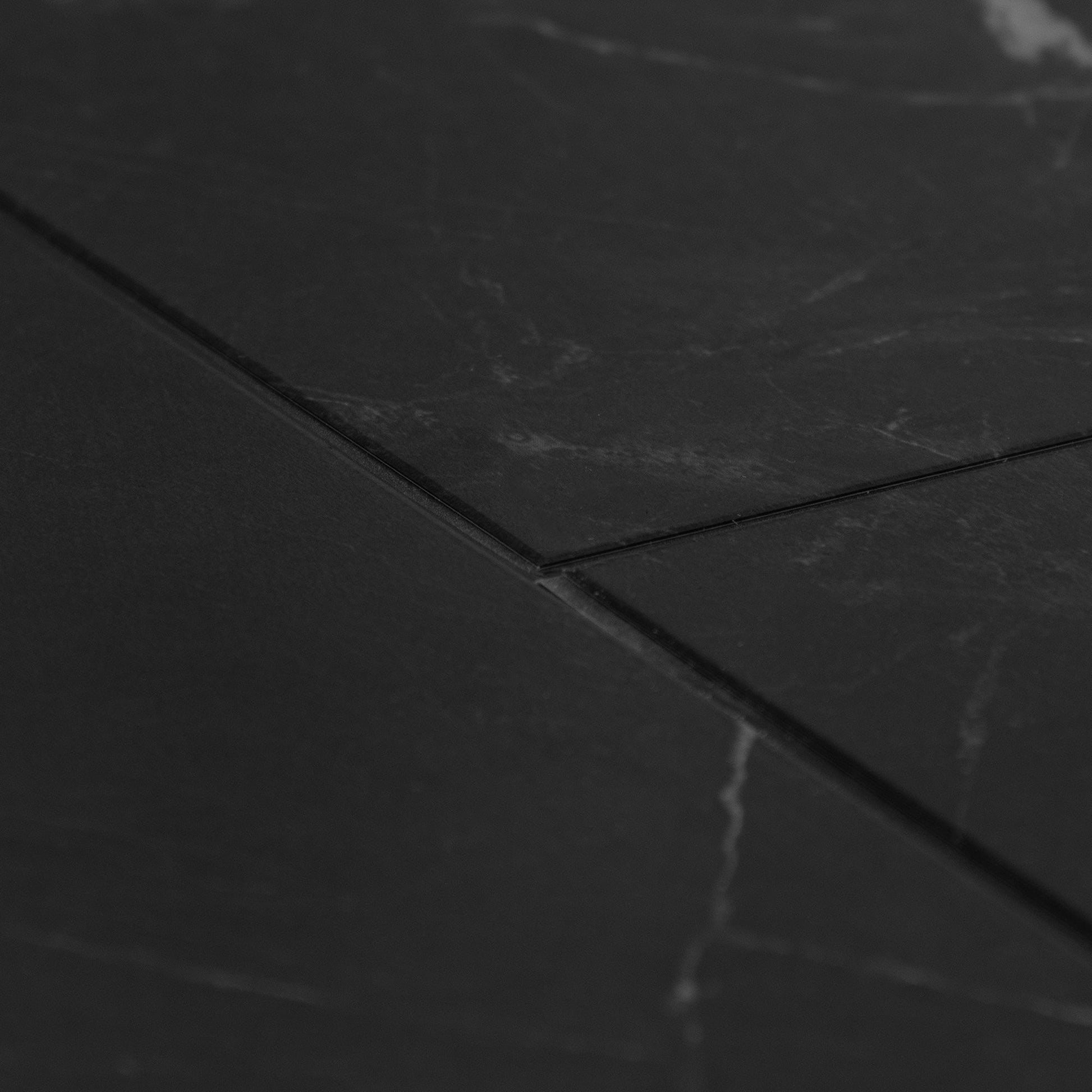Black Gloss Marble - Luxe Vision Pre-Grouted 5.5mm Stone Embossed UV Coated Rigid Core Vinyl Flooring (123036)