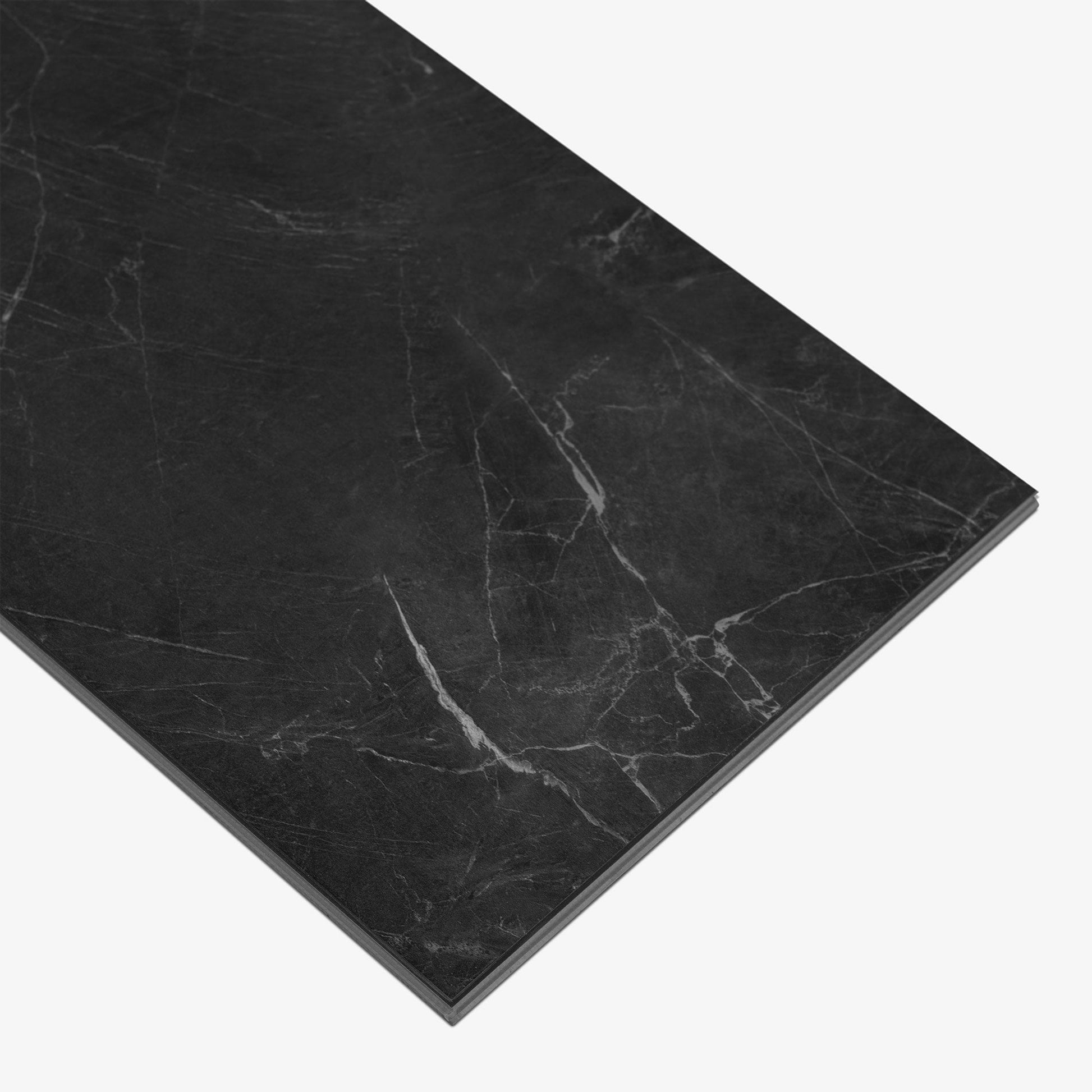 Black Gloss Marble - Luxe Vision Pre-Grouted 5.5mm Stone Embossed UV Coated Rigid Core Vinyl Flooring (123036)