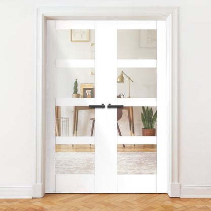 Internal White Primed Shaker 4 Light Clear Glass Pair Door (121429)