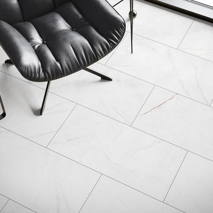 White Marble - Lustre Stone 8mm High Gloss Laminate Flooring (122548)