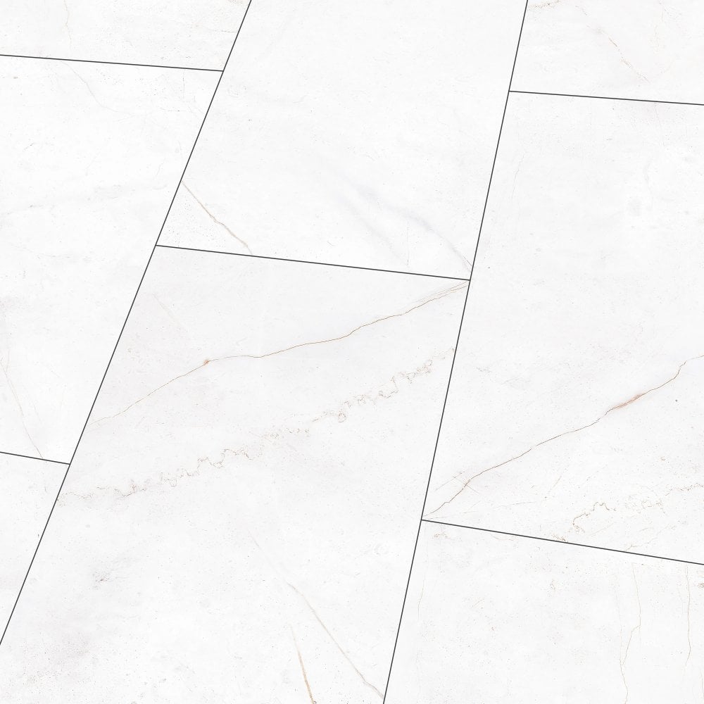 White Marble - Lustre Stone 8mm High Gloss Laminate Flooring (122548)