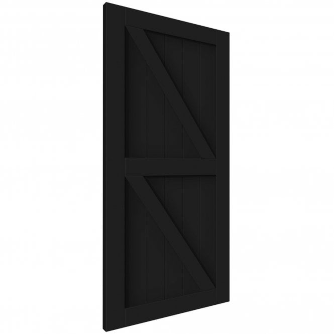 Black Internal Primed Z Brace Sliding Barn Door - Black Top Mounted