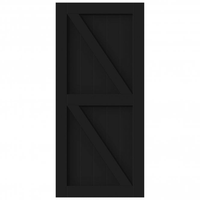 Black Internal Primed Z Brace Sliding Barn Door - Black Top Mounted