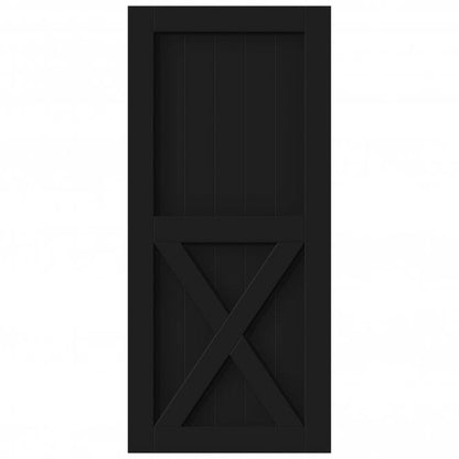 Black Internal Primed 1 Panel X Brace Sliding Barn Door - Black Top Mounted