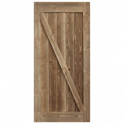Carbonised Internal Pine 1 Panel Brace Sliding Barn Door - Black Face Mounted