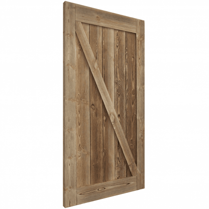 Carbonised Internal Pine 1 Panel Brace Sliding Barn Door - Black Top Mounted