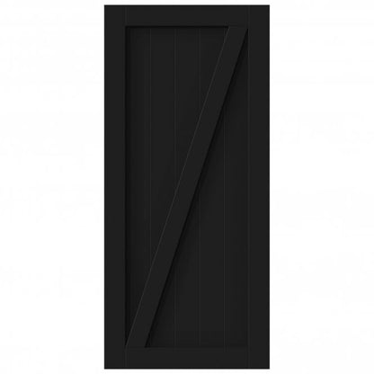 Black Internal Primed 1 Panel Brace Sliding Barn Door - Black Top Mounted
