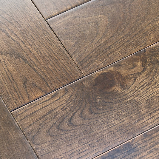 Dark Oak - Herringbone 18mm Brushed and Oiled Solid Real Wood Flooring (LIBSOHB18x90DAR)