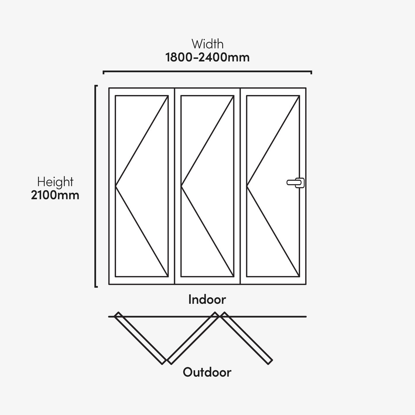 White Aluminium External 3+0 Clear Glass Folding Patio Door