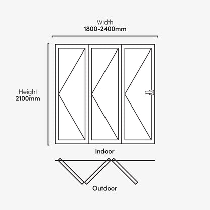 White Aluminium External 3+0 Clear Glass Folding Patio Door