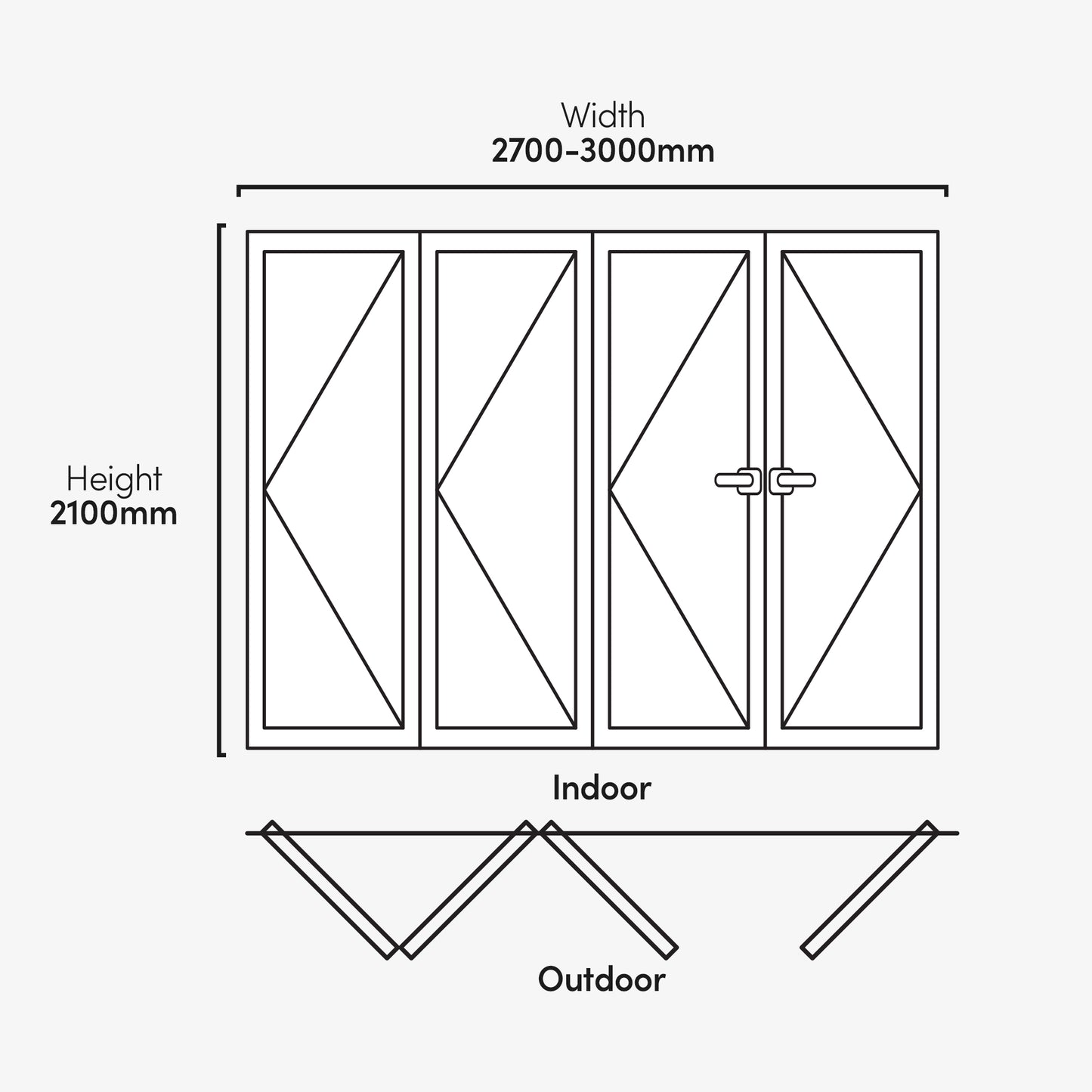 White Aluminium External 3+1 Clear Glass Folding Patio Door