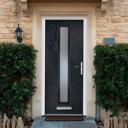 Fryton Anthracite Pre-Hung Satin Obscure Glass Composite Front Door Set