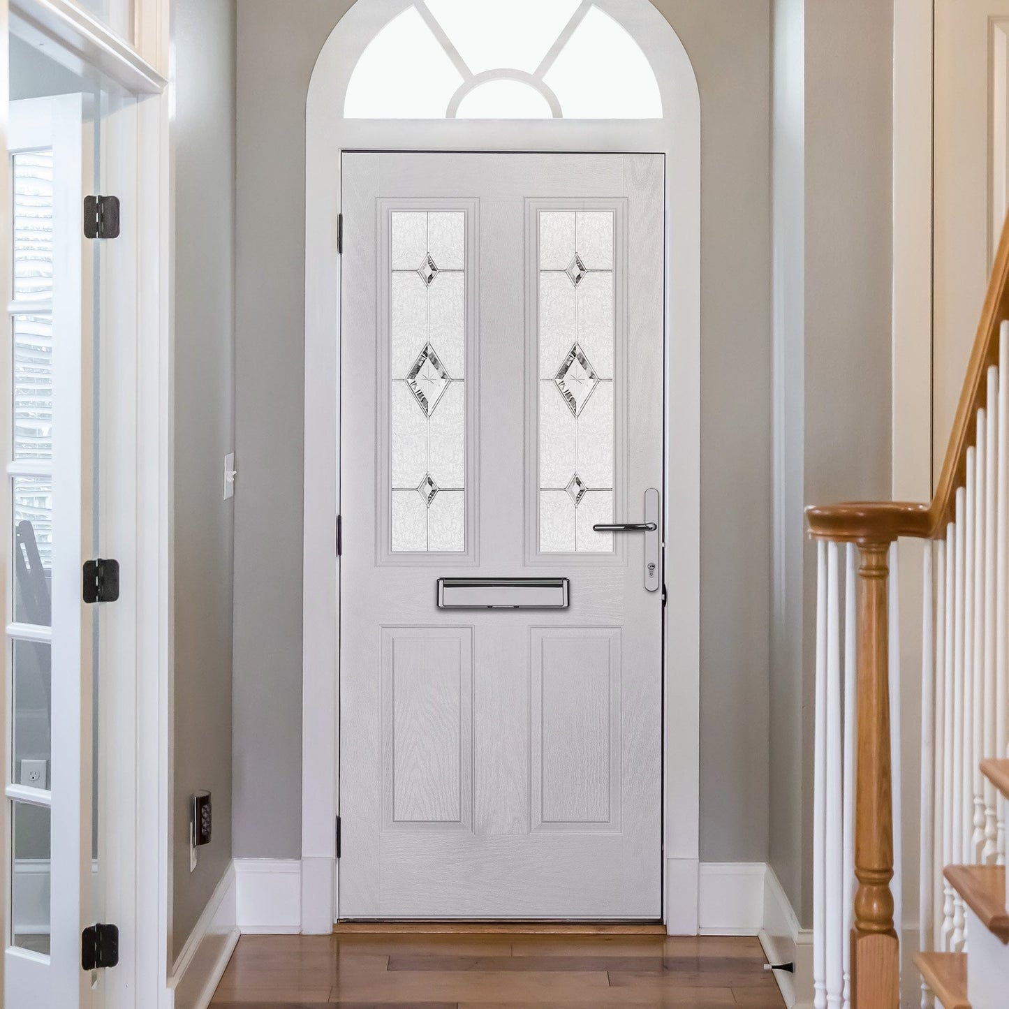 Charlwood Black Pre-Hung Tivoli Glass Composite Front Door Set