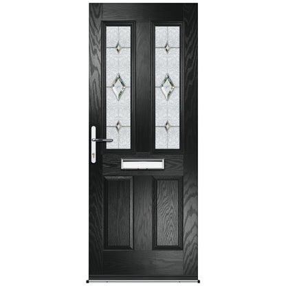 Charlwood Black Pre-Hung Tivoli Glass Composite Front Door Set