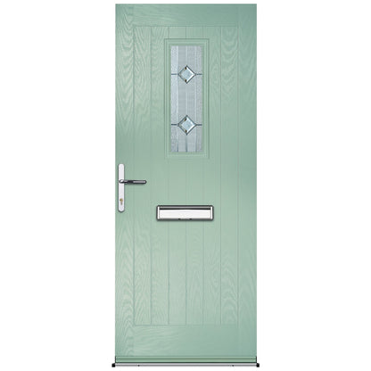 Goswell Chartwell Green Pre-Hung Venice Glass Composite Front Door Set