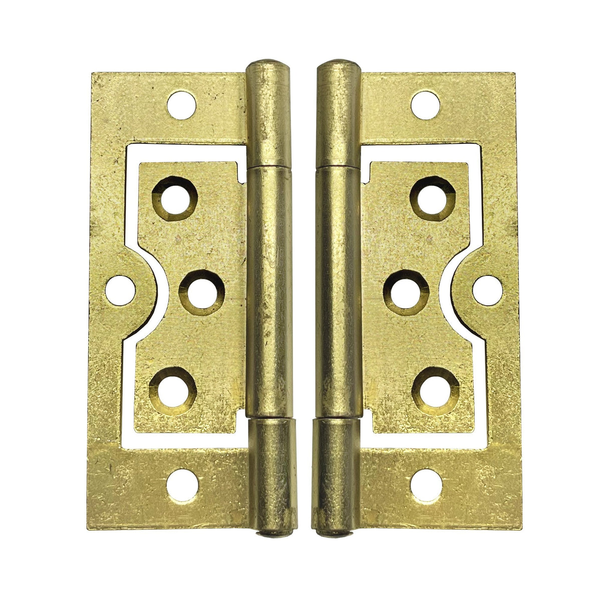 75mm Flush Hinge Pair - Brass Plated