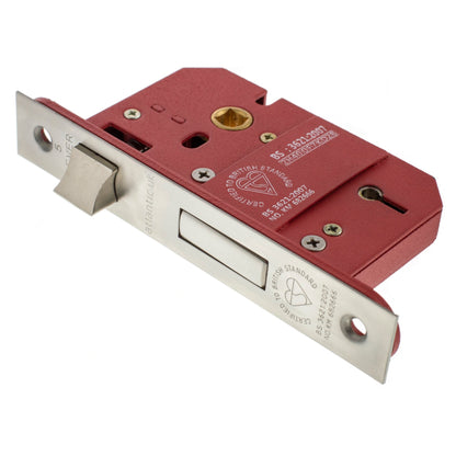 63mm (2.5'') BS 5-Lever Key Sashlock - Satin Chrome