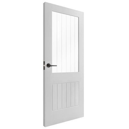 White Internal Primed Cottage 1 Light Etched Lined Clear Glass Door (87260)