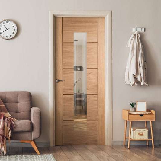 Oak Internal Unfinished Parma 1 Light Clear Glass Door (106922)