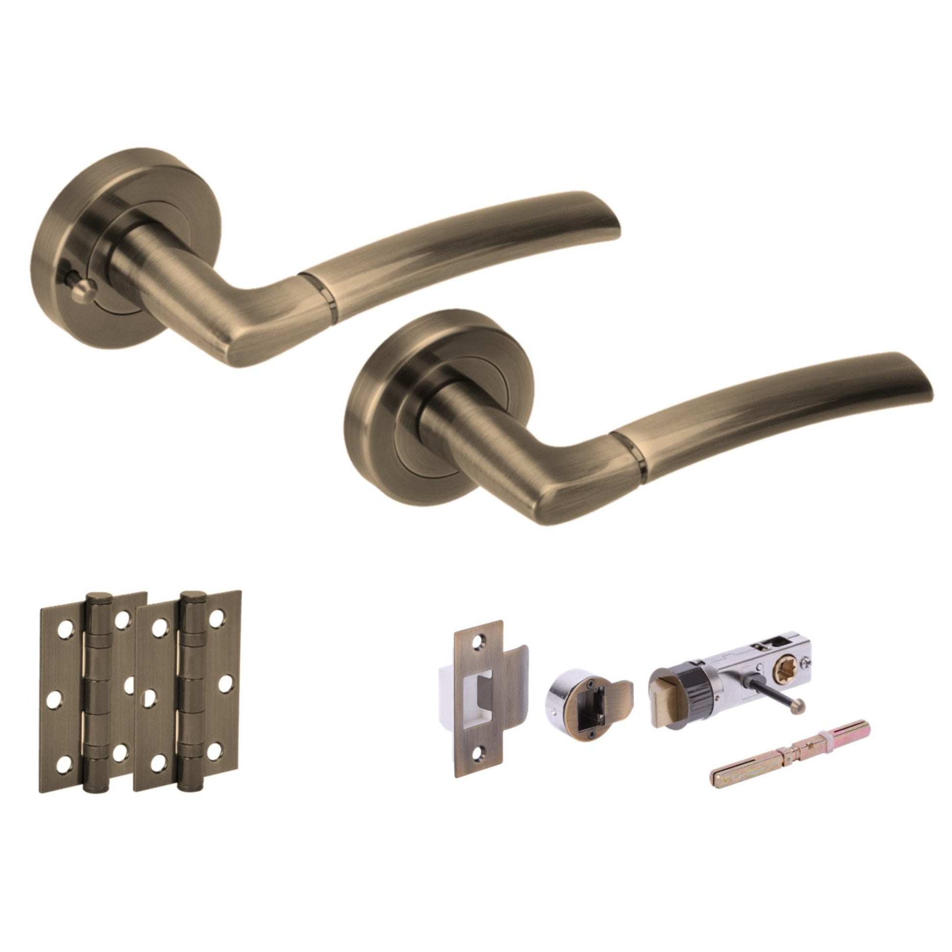Orbit Internal Privacy Lever Handle Set - Antique Brass