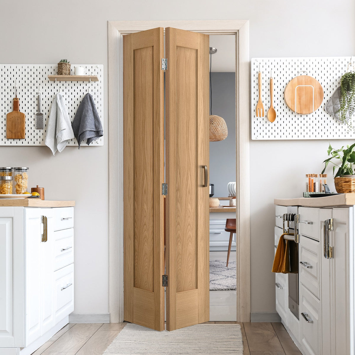 Oak Internal Unfinished Bi-fold Pattern 10 2 Panel Door (108135)