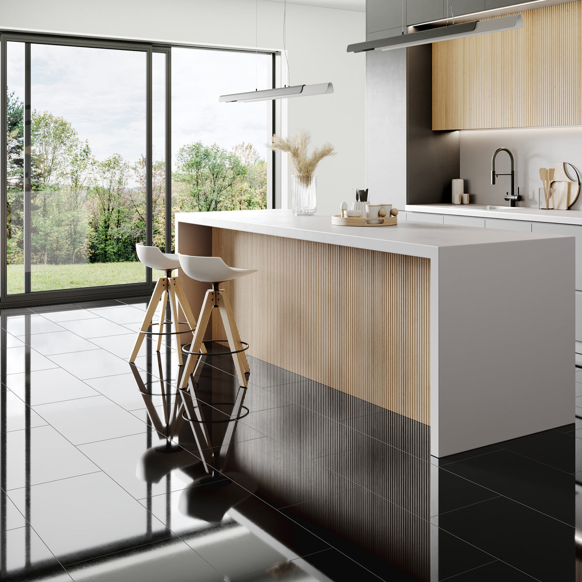 Black - Lustre 6mm High Gloss Rigid Core LVT Flooring