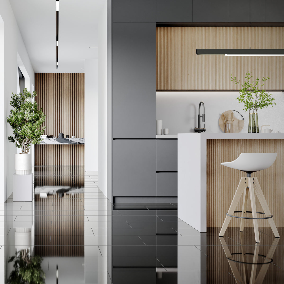 Black - Lustre 6mm High Gloss Rigid Core LVT Flooring