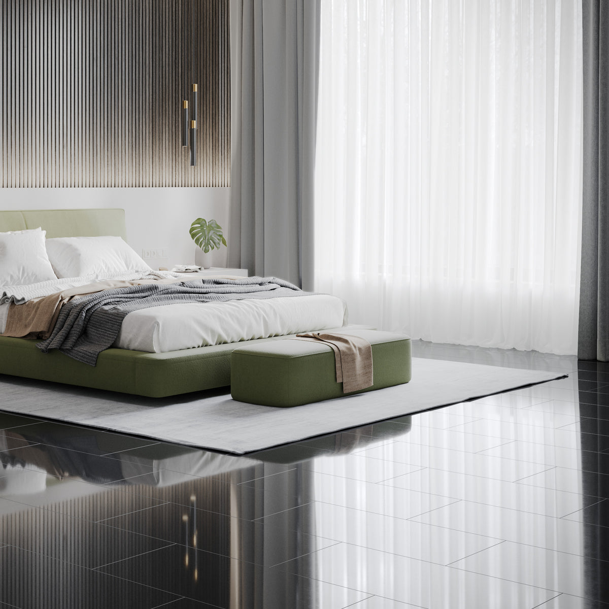 Black - Lustre 6mm High Gloss Rigid Core LVT Flooring