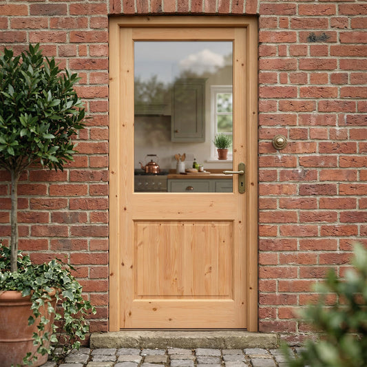 External Solid Pine Unfinished 2XG 1P 1L Clear Glass Double Glazed Door (LOL2XG)