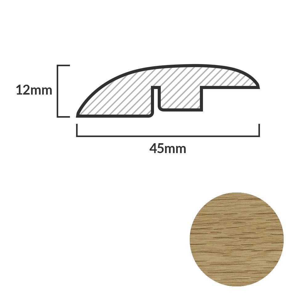 Light Oak - 1m Laminate Adapting Door Profile (84896)