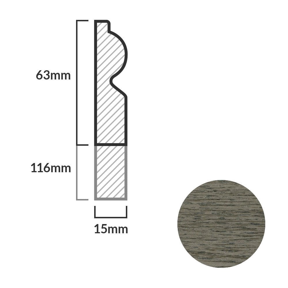 Medium Grey - 2.4m Torus Laminate Skirting Board (84930)