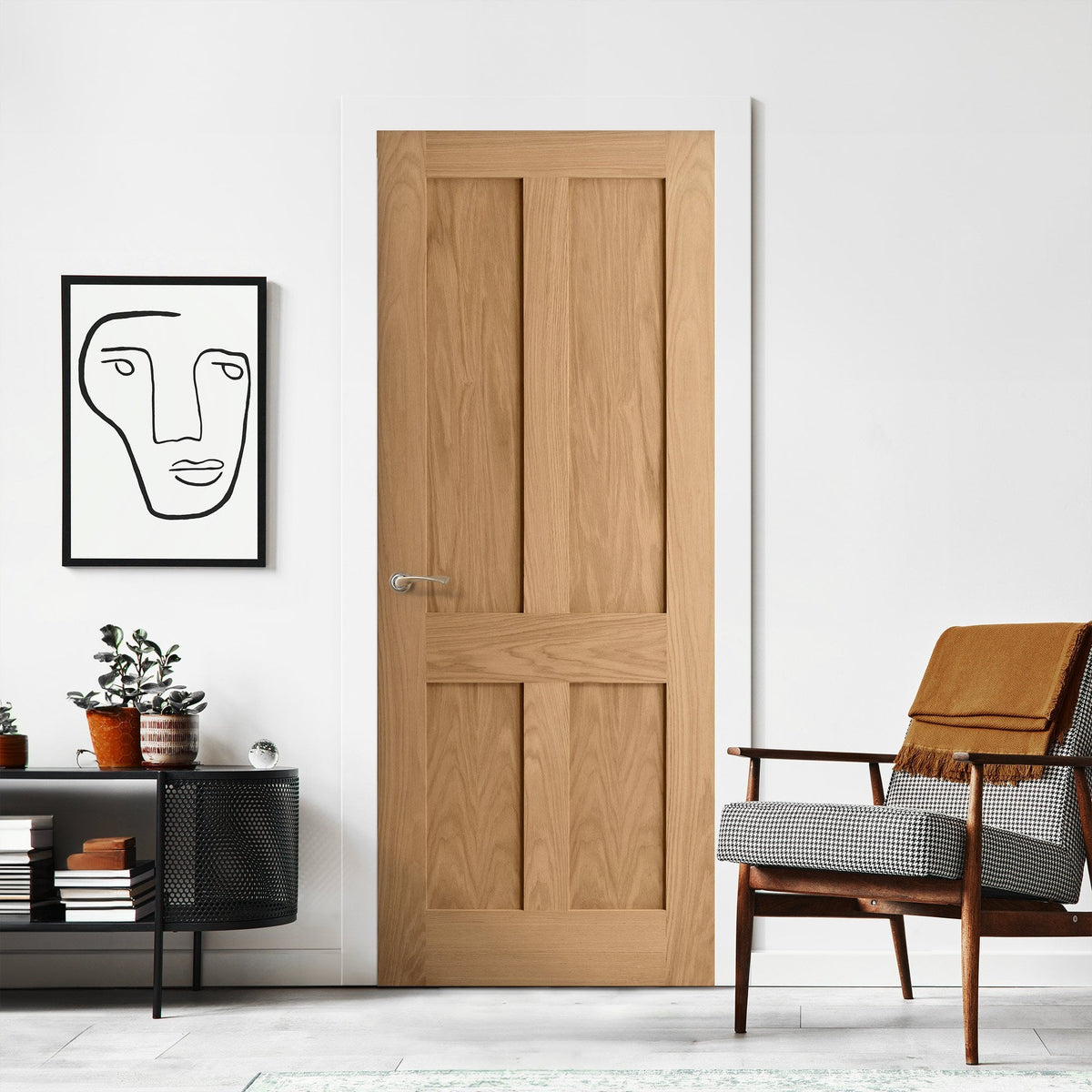 Oak Internal Unfinished Victorian Shaker 4 Panel FD30 Fire Flat Door (87761)