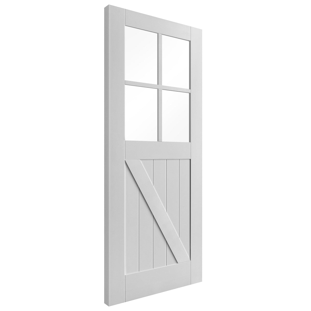 White Internal Primed Barn FLB 4 Light Clear Glass Door (88076)