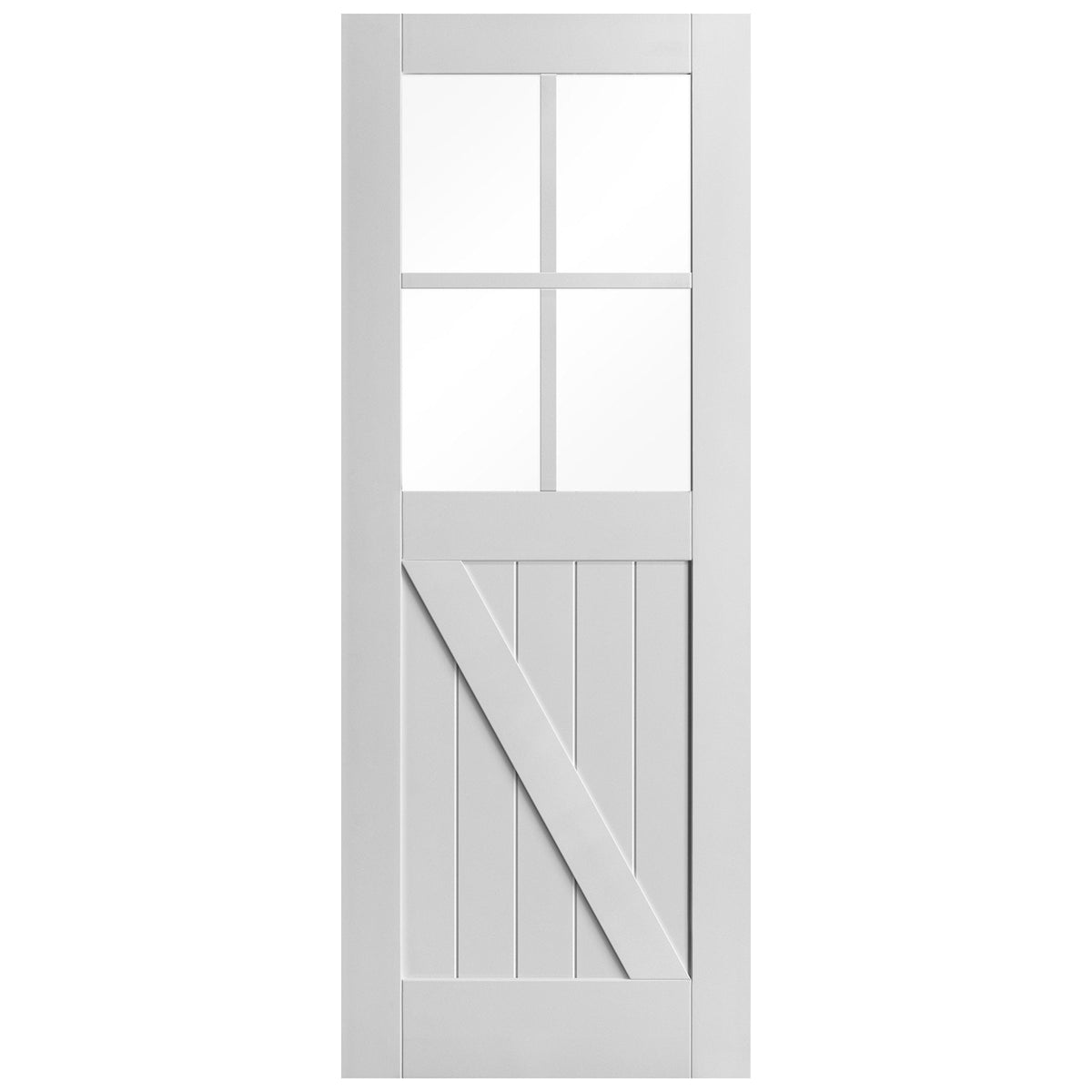 White Internal Primed Barn FLB 4 Light Clear Glass Door (88076)