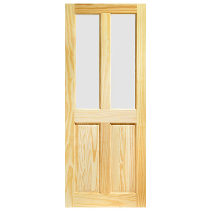 Clear Pine Internal Unfinished 2 Panel 2 Light Obscure Glass Door (93643)