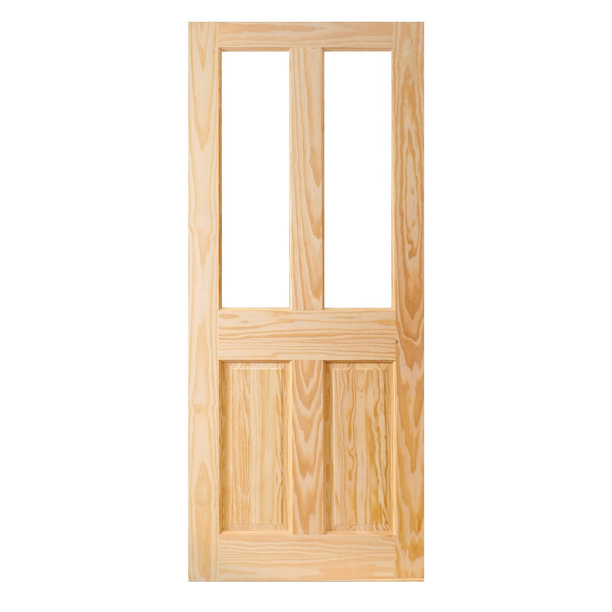 Clear Pine Internal Unfinished 2 Panel 2 Light Clear Glass Door (93642)